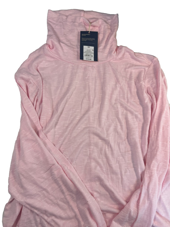 Universal Thread Tops - Universal Thread Women's Long Sleeve Mock Turtleneck T-Shirt Pink Size 3X